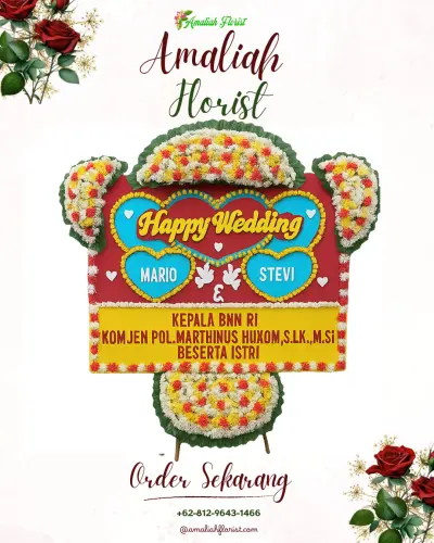 Karangan Papan Bunga Pernikahan di Susut